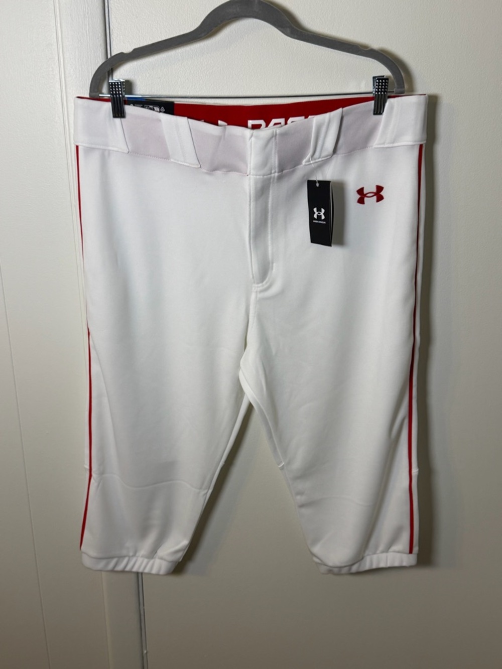 Under Armour White Baseball Pants Red Piping | NWT | Size XL
